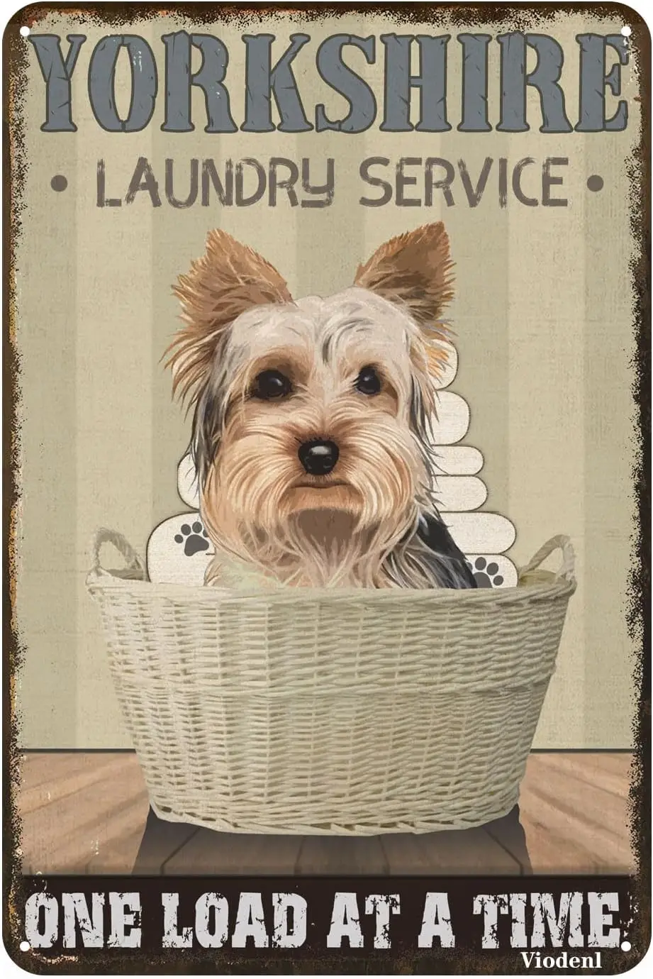 Funny Tin Sign Yorkshire Laundry One Load at a Time Decor Vintage Metal Poster Wall Art Gift for Room Far