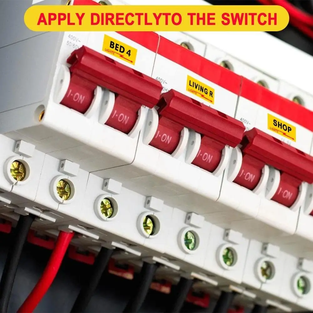 

129 Pcs Weatherproof Circuit Breaker Labels Convenient Self Adhesive Electrical Panel Labels Conspicuous Identification Yellow