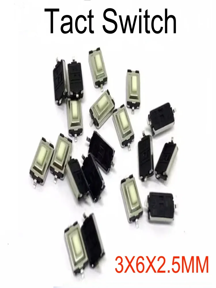 20PCS-Switch Connector 3x6x2.5 Tactile Tact Push Button Micro Switch Stretched White For Toy  Electric Fan Remote Control