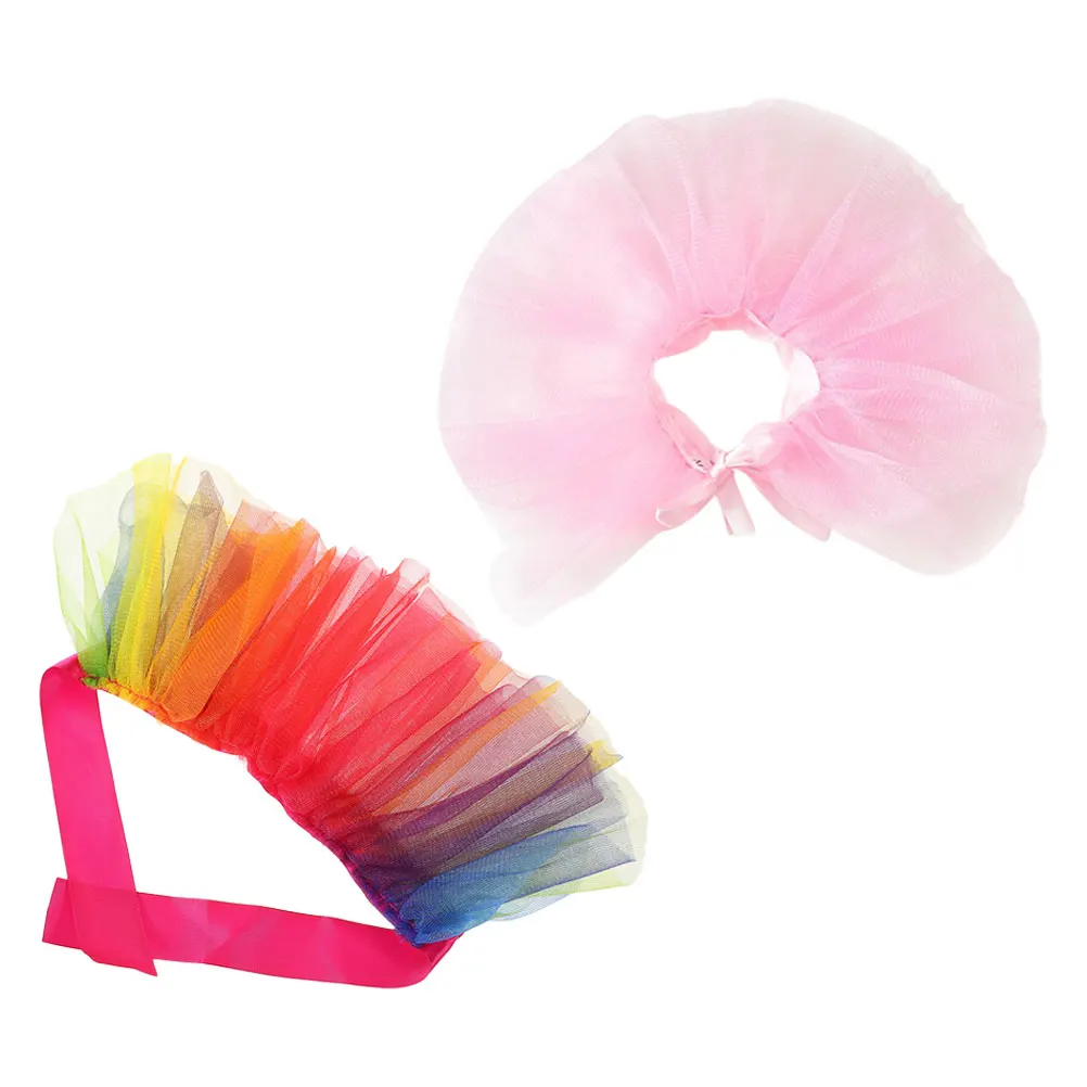 

2pcs Pet Holiday Dress Dog Tutu Skirt Shimmering Fabric Secure Tie Straps Breathable Lightweight for Small Dogs Female Birthday