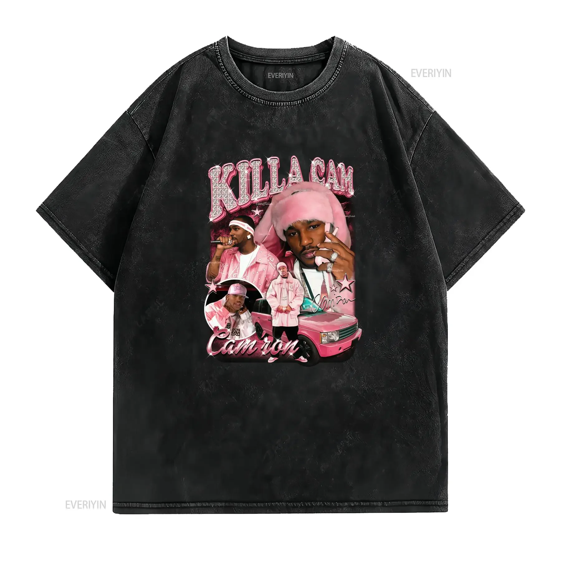 Camron Killa Cam T Shirt Rosa Merch Hip Hop Y2K Musica Rap Harlem Girocollo Tessuto Leggermente Elasticizzato Vestibilità