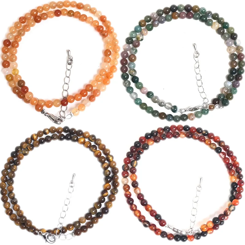 4mm Small Seed Bead Choker Necklace Handmade Natural Stone Opal Agate Crystal  Necklace Bohemia Men Women Jewelry LOVERS Gift