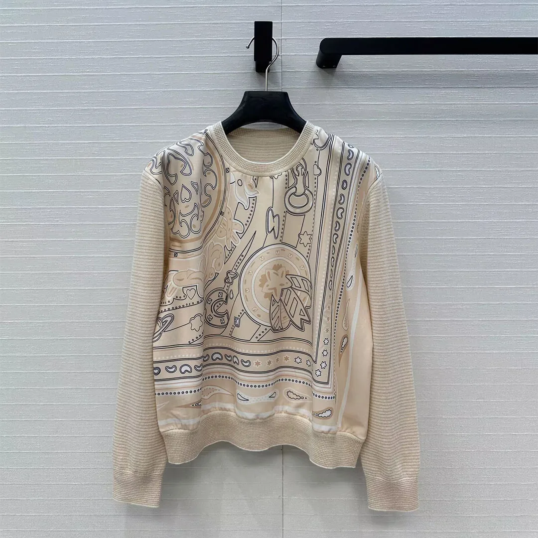 

Винтажный шелковый лоскутный вязаный пуловер с принтом, женский свитер с круглым вырезом и длинными рукавами, новый осенний повседневный вязаный джемпер