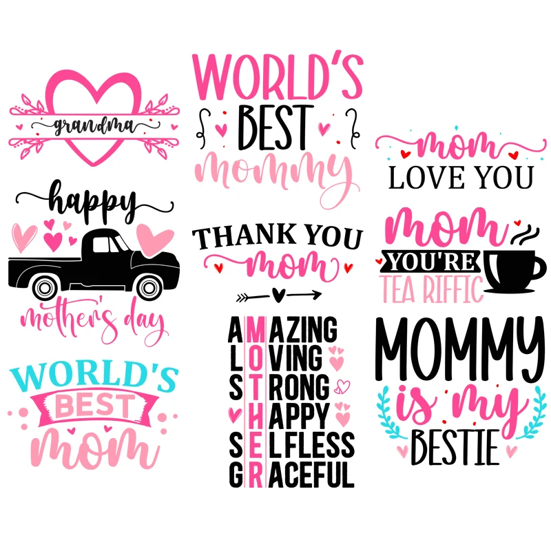 

Patches For Clothing Super Mother's Day Boy Iron-On Heat Transfer For Clothes Fashion Mom Thermal Sticekr Appliqued