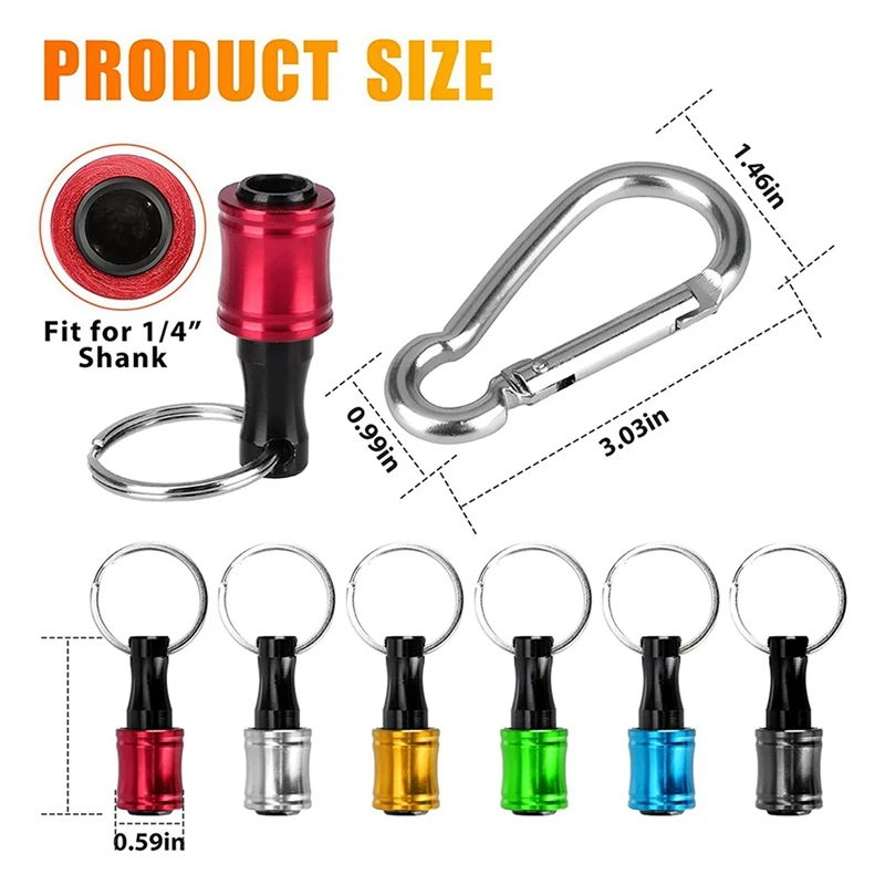 A23T 36PCS 1/4 Inch Hex Shank Screwdriver Bits Holder, Keychain Extension Bar, Metal Drill Bit Adapter, 6 for Colors