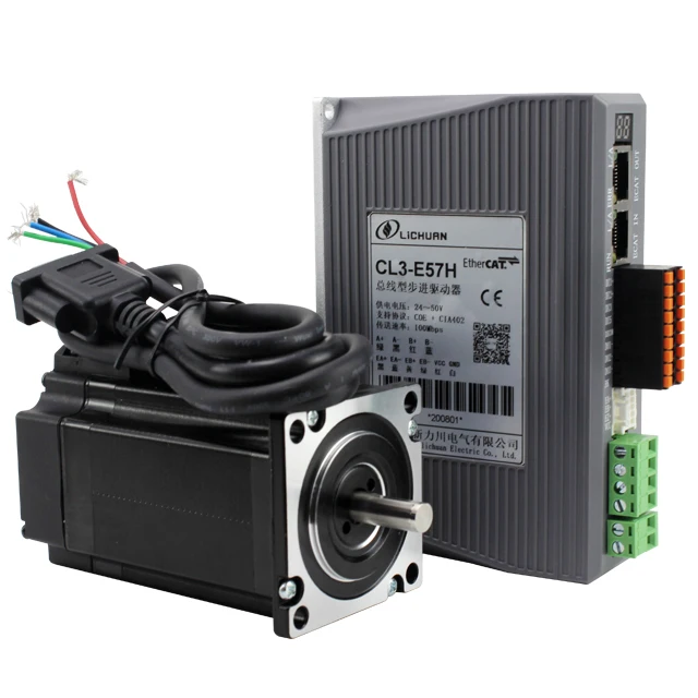 

Lichuan EtherCAT Nema 23 Шаговый двигатель 3 Нм 4A 2-фазный комплект шагового двигателя с замкнутым контуром LC57H2102 + CL3-E57H