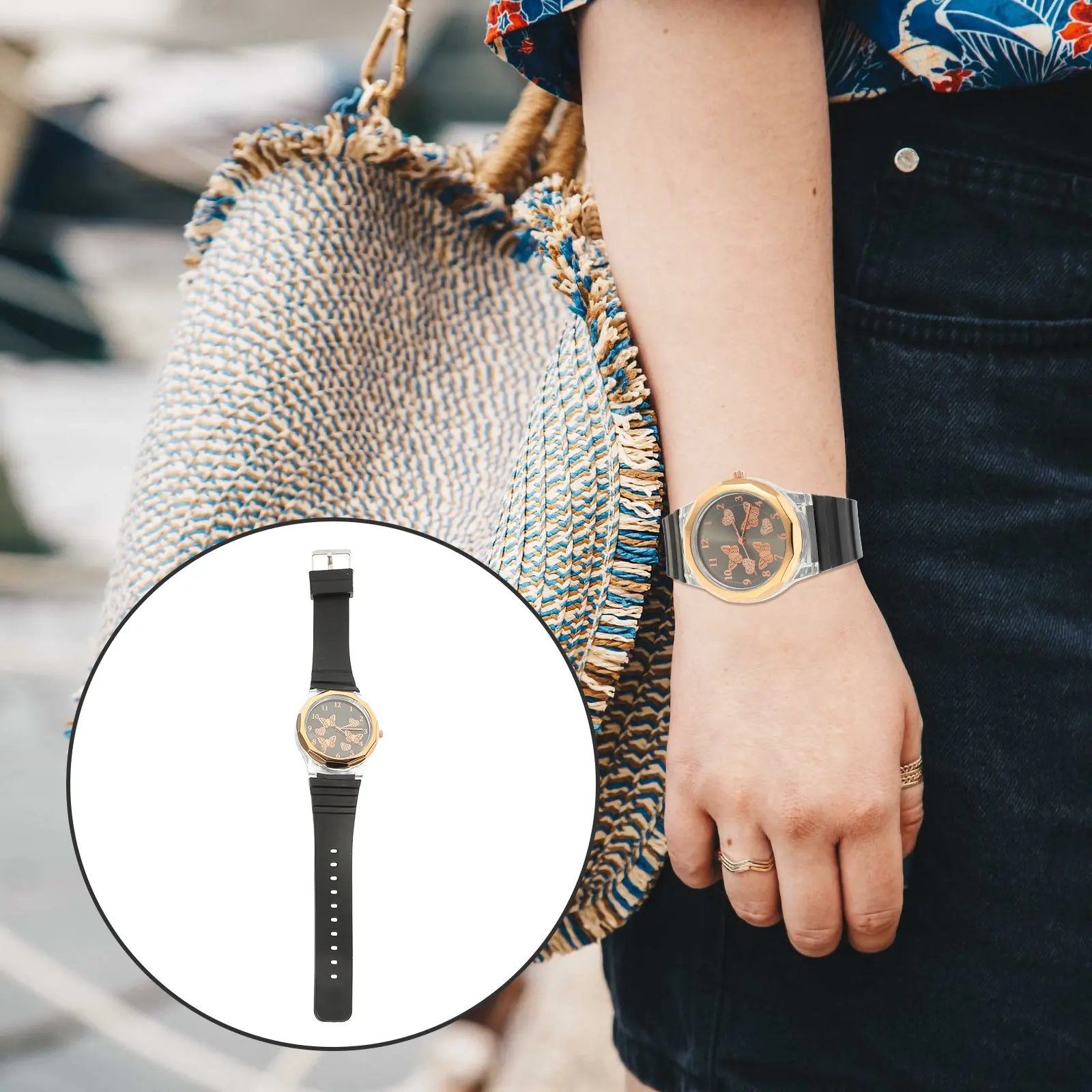 Women Watch Quartz Movement Accurate Timekeeping Comfortable Silicone Band Fashion Wristwatch for Lady