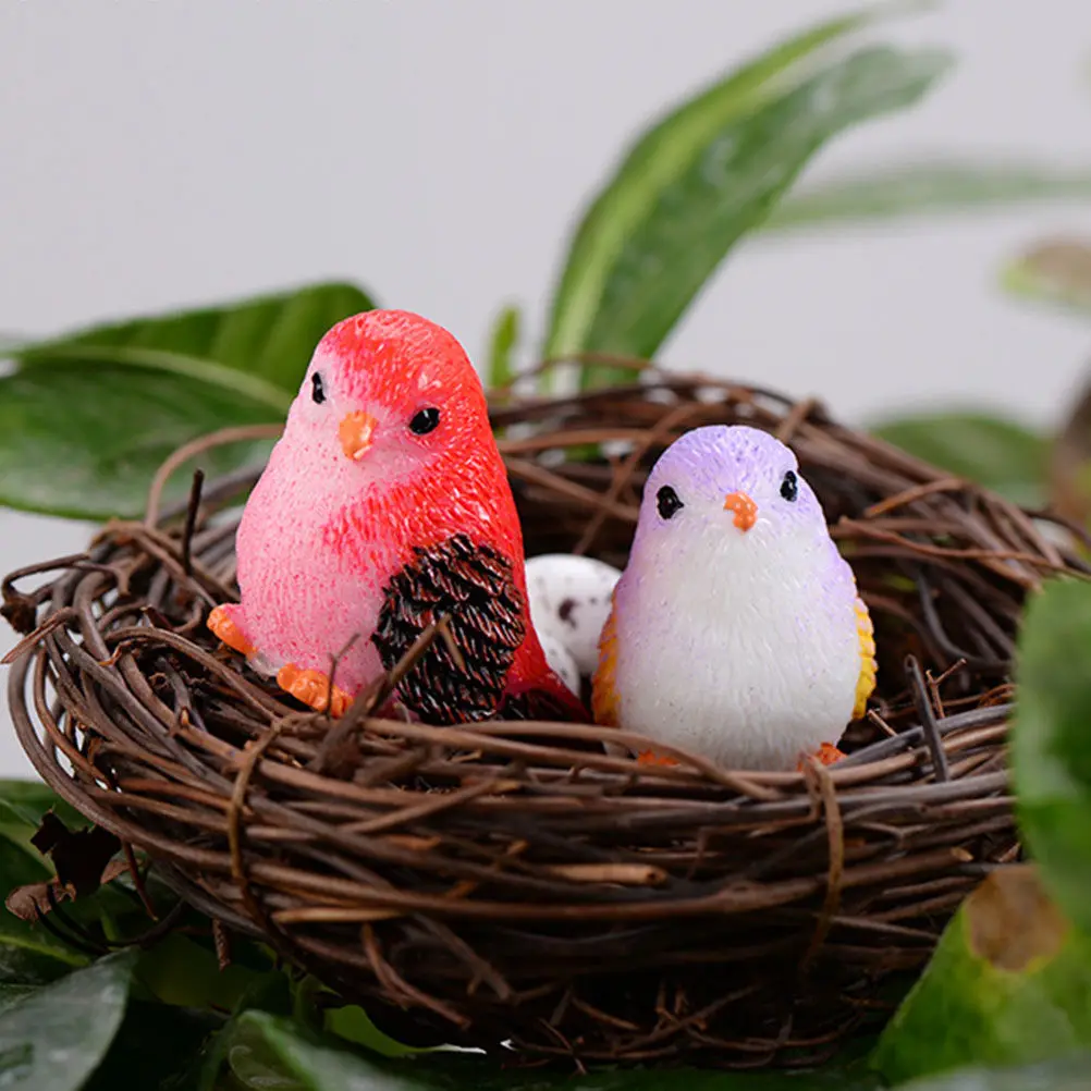 8Pcs Premium Resin Bird Ornament Set Micro Landscape Garden Decor Indoor Outdoor Bedroom Living Room Car Party Desktop Resin