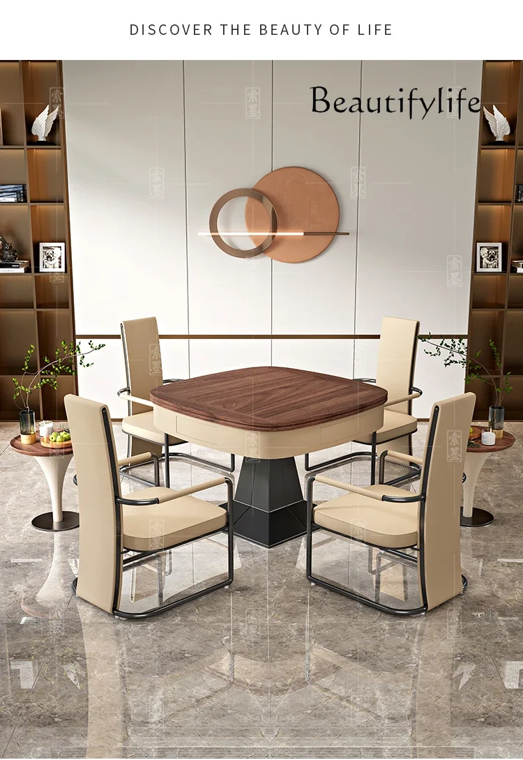 A Light Luxury Electric Mahjong Table Italian Minimalist Automatic High-end Egg Table Dining Table Dual-purpose