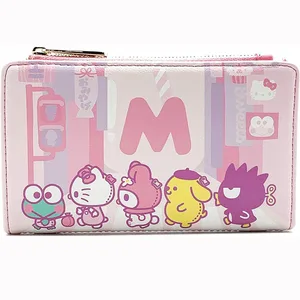 Sanrio-Hello Kitty Loungefly Damen-Clutch-Tasche, Kartenbeutel für Erwachsene, Falten, rosa Moedas, Geburtstagsgeschenk, Novo, 2024 8 Hauptverkaufstür Pinkkarte - №7