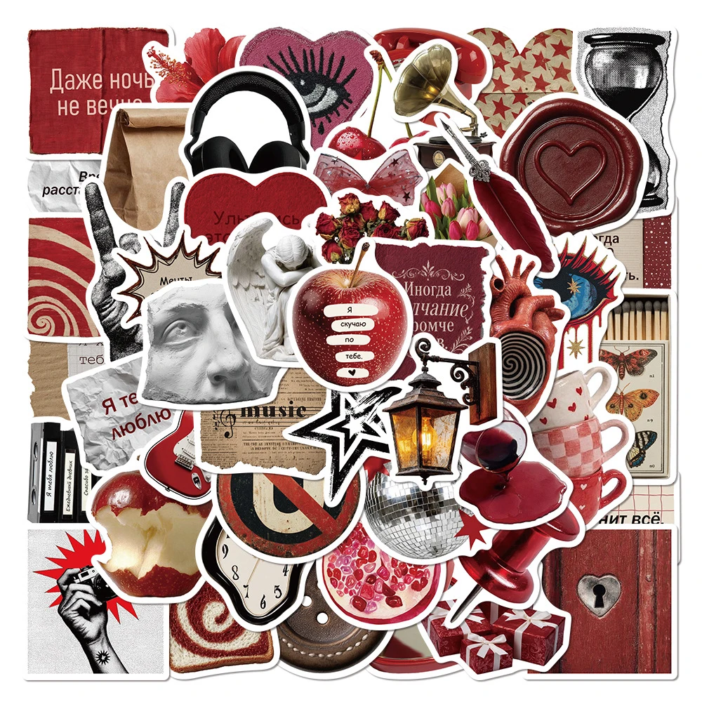 10/30/50pcs Ins Style Retro Y2K Russian Aesthetic Stickers Cool Cartoon Decals DIY Luggage Notebook Phone Guitar Sticker Packing