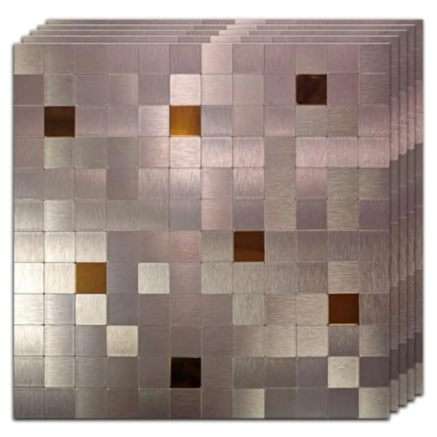 

Waterproof Mosaic Wall Stickers for Bathroom and Kitchen: Copper Self-Adhesive Cut-to-Fit Tiles, Heat/Slip Resistant Peel Stick