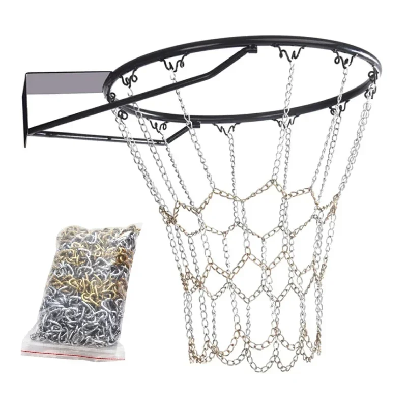 

Basketball Chain Net Galvanized Steel Heavy Duty Outdoor Rim Net Classic Metal Basketball Hoop Net Replacement Court Training