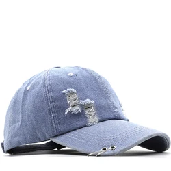 New Ring Denim Baseball Cap Men Women Holes Snapback Hat Casquette Summer Sports Hip Hop Cap Gorras Unisex hats