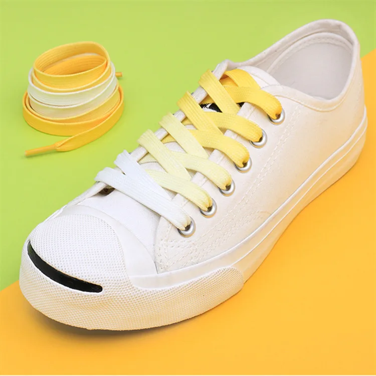 1 paio di lacci delle scarpe in tela colorata Candy Gradient Shoe Lace tinta unita scarpe da festa in pizzo per bambini adulto donna uomo scarpe