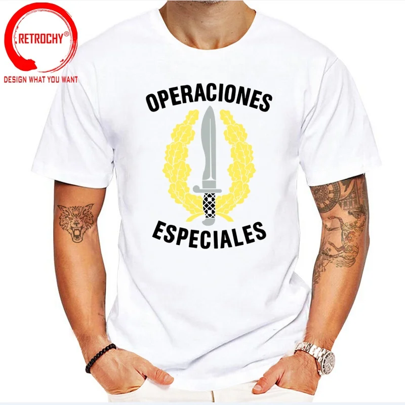 Funny Design Spain Operaciones Especiales Espanolas  SRed Doublet Men Fashion Trendy Casual Clothing Stylish Tops Tee Shirt Leis