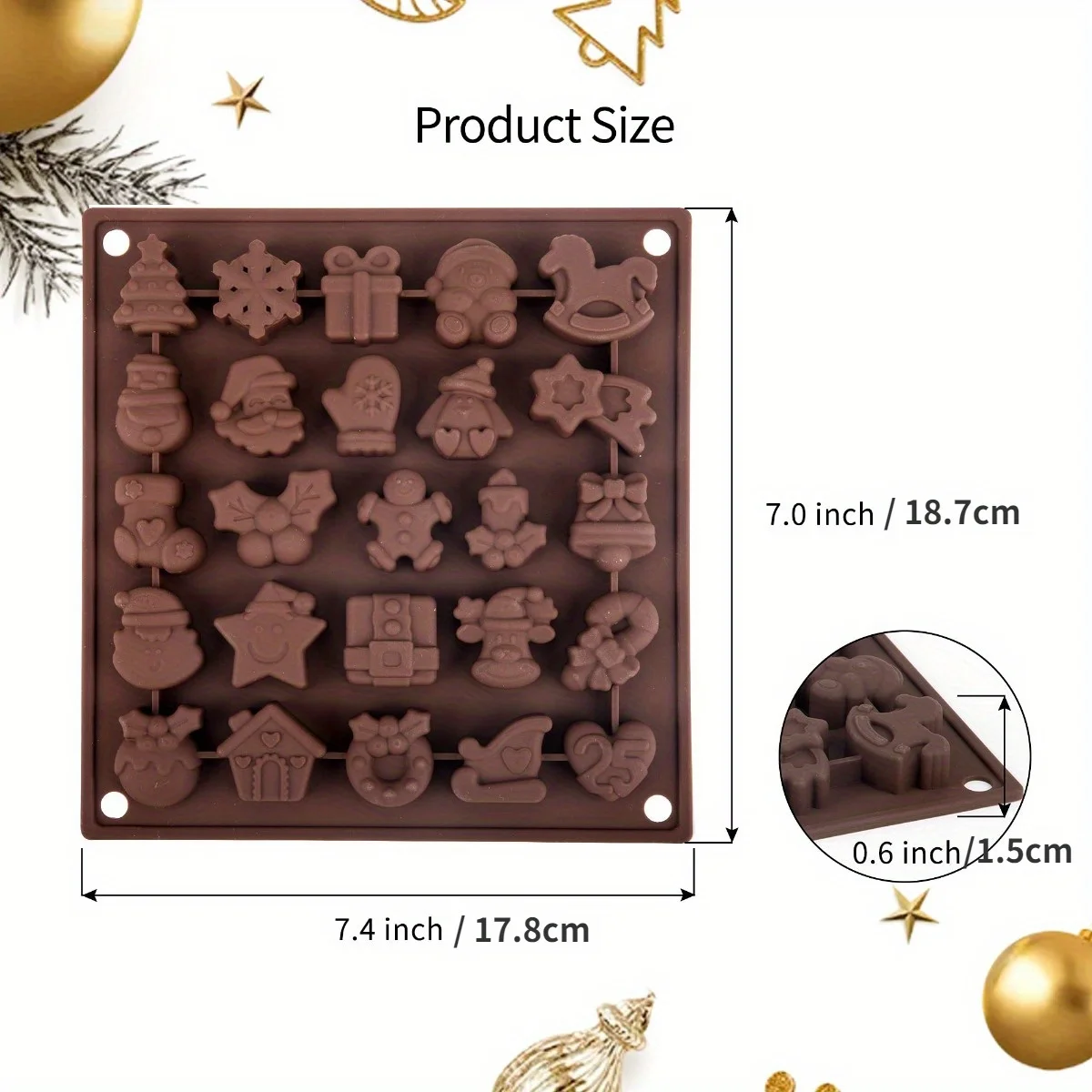 1-Piece Christmas Silicone Mold Candy Chocolate Cake Baking Mold for Gingerbread Candy Biscuit Cake Ice DIY Production