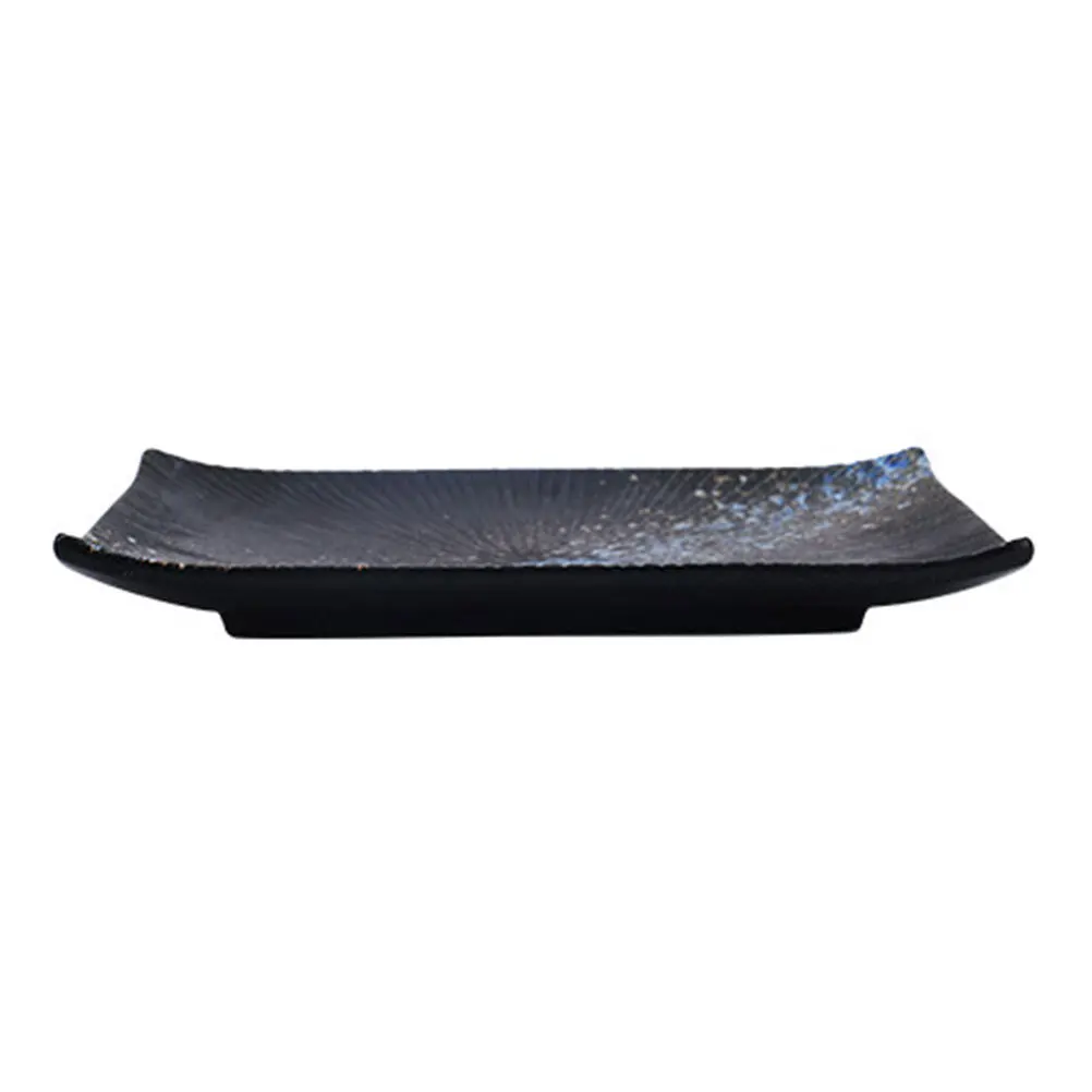 

1Pcs 9 Inch Rectangle Ceramic Sushi Tray Blue Steak Plate Smooth Household Dish Easy Clean Serving Tableware for Dining Room