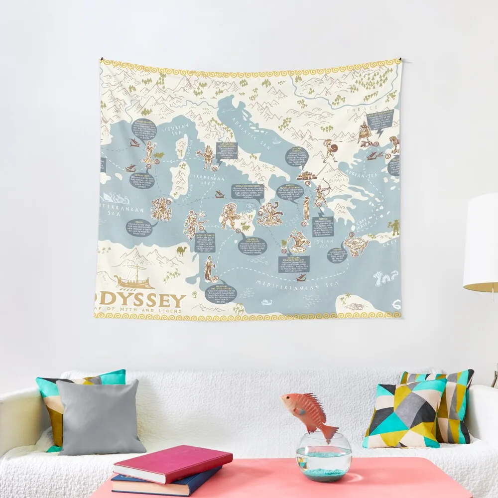 

Odyssey A Map of Myth and Legend Tapestry Custom Home Decorators Room Decor For Girls Decorative Paintings Tapestry