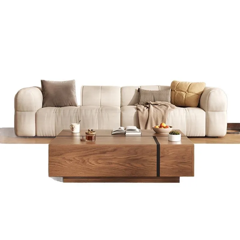 

Nordic walnut color minimalist coffee table rectangular modern small apartment living room home storage new tea table
