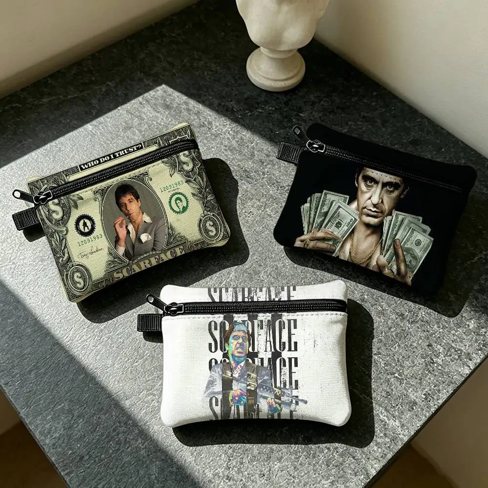 S-SCARFACE-ES Hot Movie Waterproof Zippered Coin Purse – Lightweight Hanging Wallet For Coins ID Cards