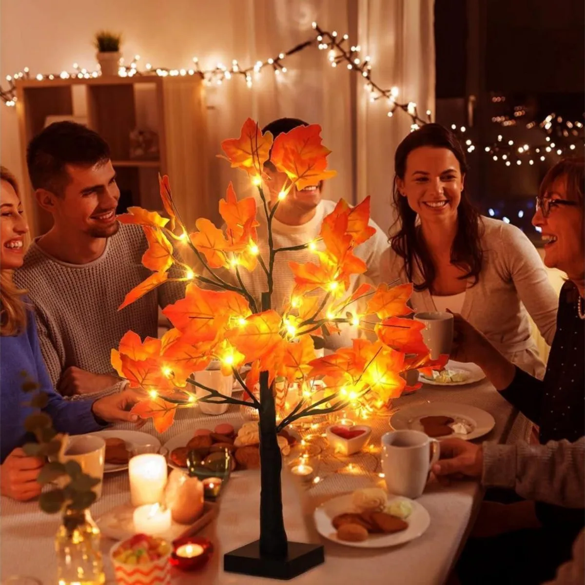 1 قطعة 24 LED الاصطناعي الأسود شجرة البتولا ضوء DIY فروع الجدول مصباح لهدايا الخريف غرفة نوم المنزل عطلة حفلة ديكور الهالوين