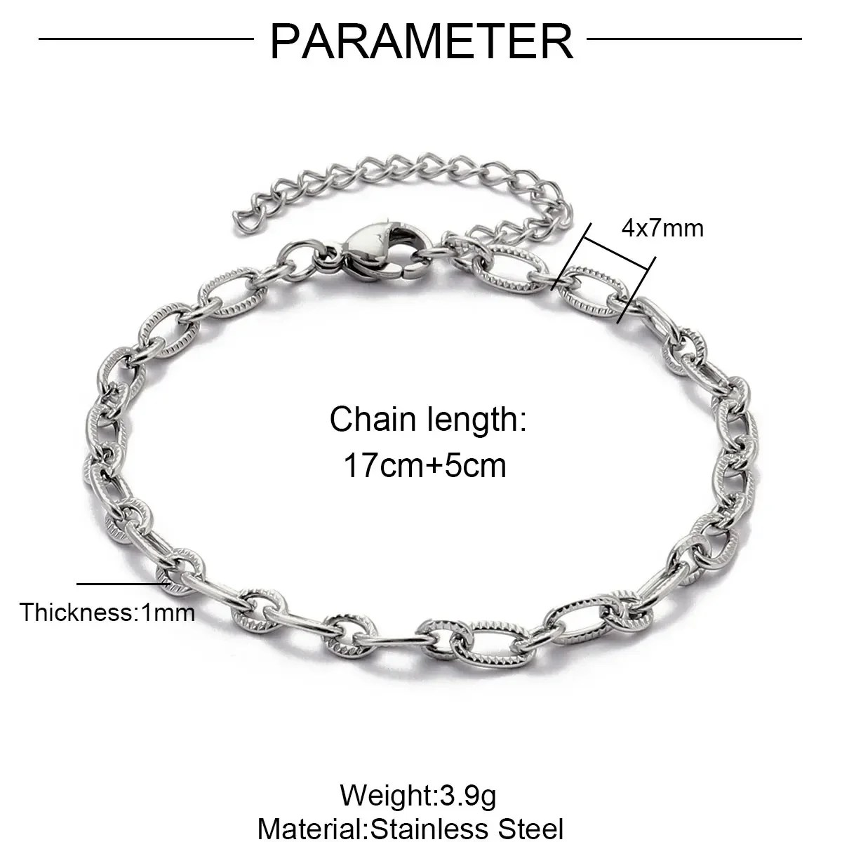 5 stks/partij RedBee 17-22 cm Rvs 4x12mm Paperclip Cross Link Chain Armband Vrouwen Handgemaakte DIY Charm Sieraden Maken - afbeelding 1