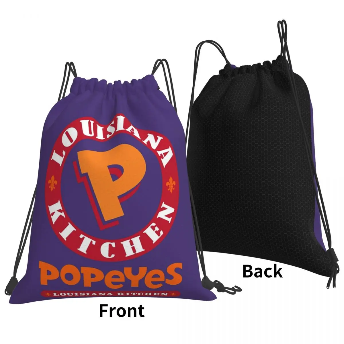 Popeyes Louisiana Kitchen Logo Backpacks Fashion Drawstring Bags Sports Bag Book Bags for Man Woman Students