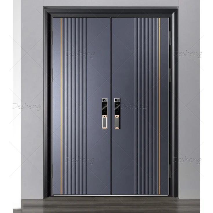 Hot Sale On Promotion Modern Metal Exterior Door Stainless Steel Hinged Security Front Entrance Doors