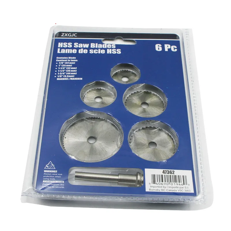 6pcs/set Mini Wood Cutting Discs Drill Mandrel Cutoff HSS Circular Saw Blade Rotary Tool For Dremel Metal Cutter Power Tool Set