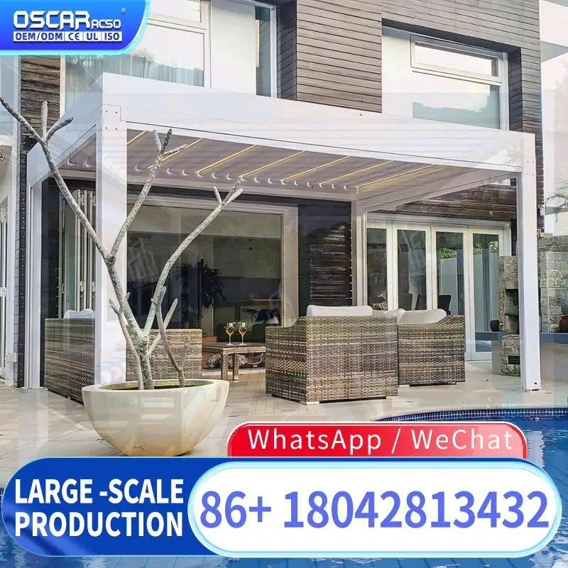 Motorised Waterproof Aluminum Louver Pergola Outdoor Opening Roof for Garden Patio Backyard pergola