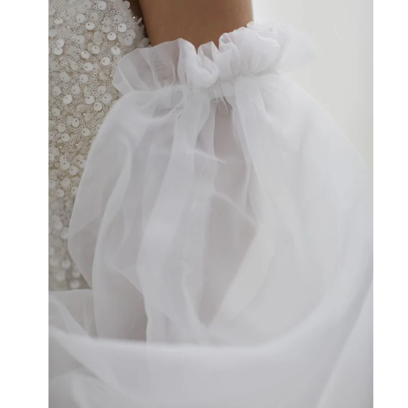 Organza Bridal Detachable Sleeves Wedding Boleros Translucent Sleeve Dreamlike Puff Sleeve Elbow Loose Style Accessories Gloves