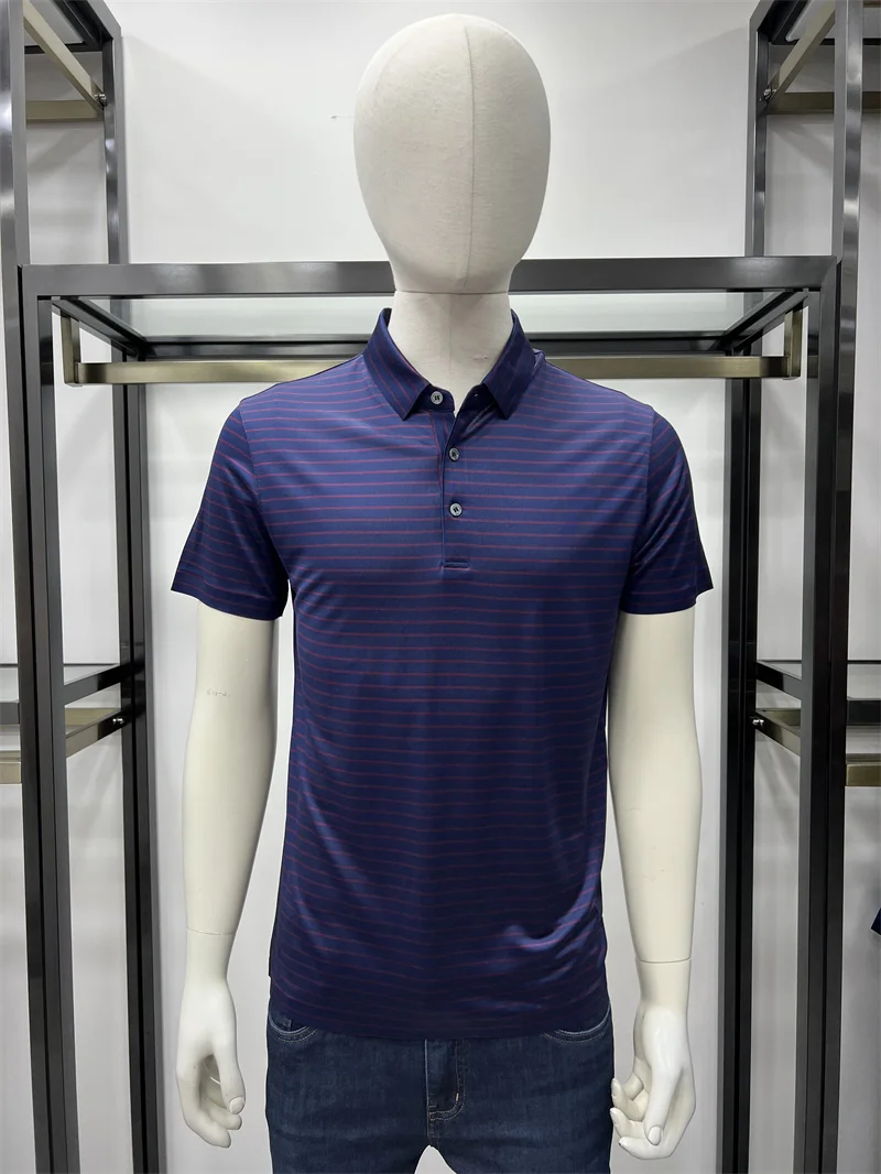 

Мужская шелковая футболка в стиле кэжуал, тонкая, дышащая, летняя, модная, городского стиля, приталенного кроя, с вышитым логотипом