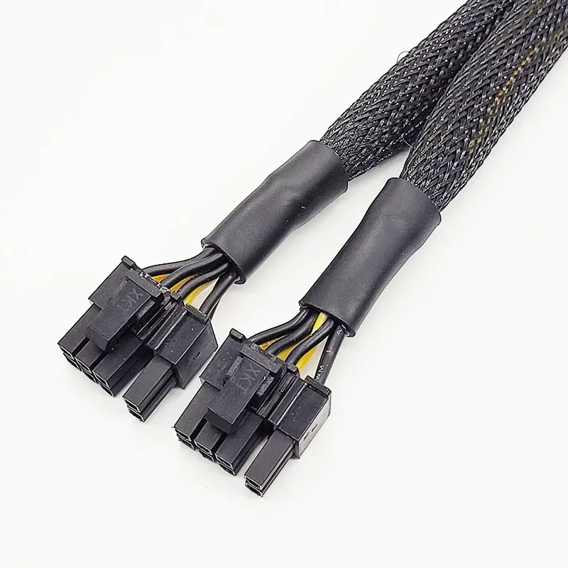 20cm Braided Y-Splitter GPU Adapter Cable PCIe 8 Pin Female To Dual 2X8 Pin(6+2) Male PCI Express Power Adapter Extension Cable