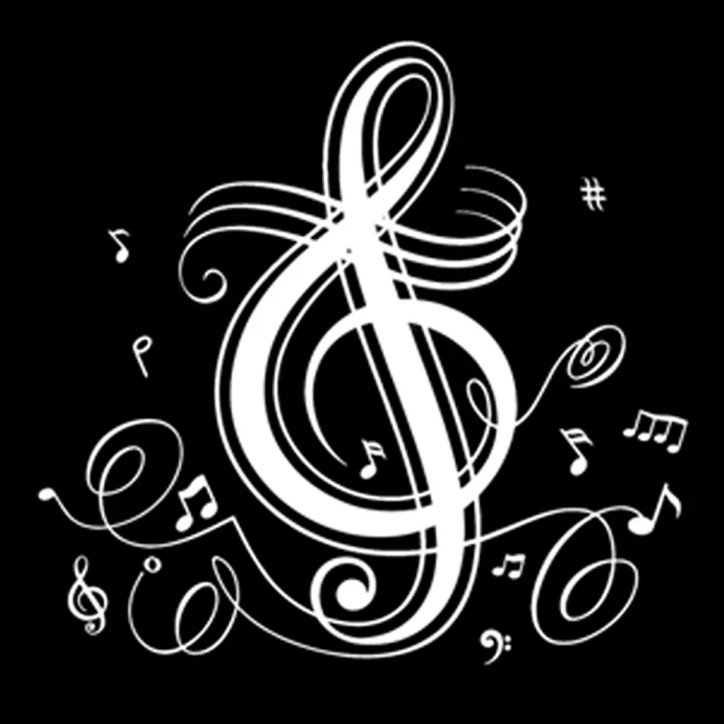 Funny Music Singing Symbol Contour Sticker High Quality Car Decoration Personality Pvc Waterproof Decal Black/white, 17cm*17cm