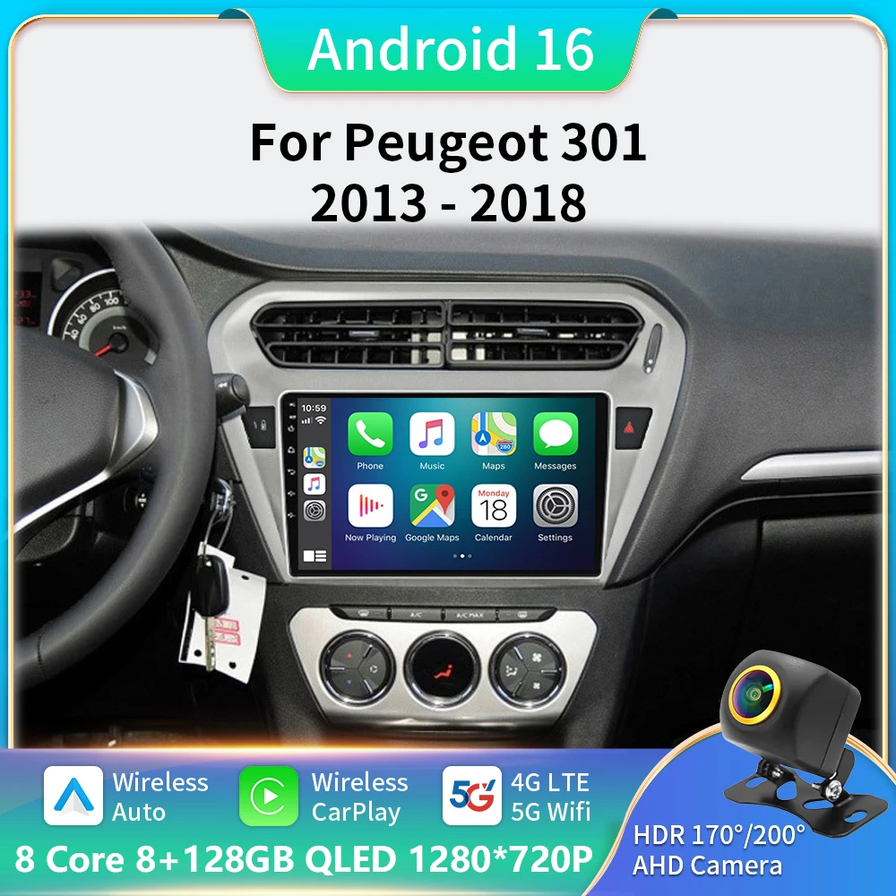 

Android 16 Car Radio For Peugeot 301 Citroen Elysee 2013 2014 2015 2016 2017 2018 Multimedia Player Stereo Carplay 2din Audio BT