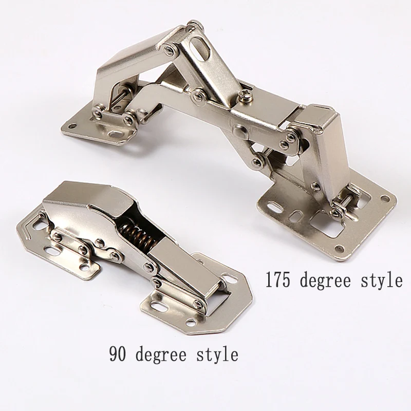 5PCS Non-Slotting Bridge Hinge for Wardrobe Cabinet with Spring Buffer Hydraulic Damping Folding Door Fixed Connection