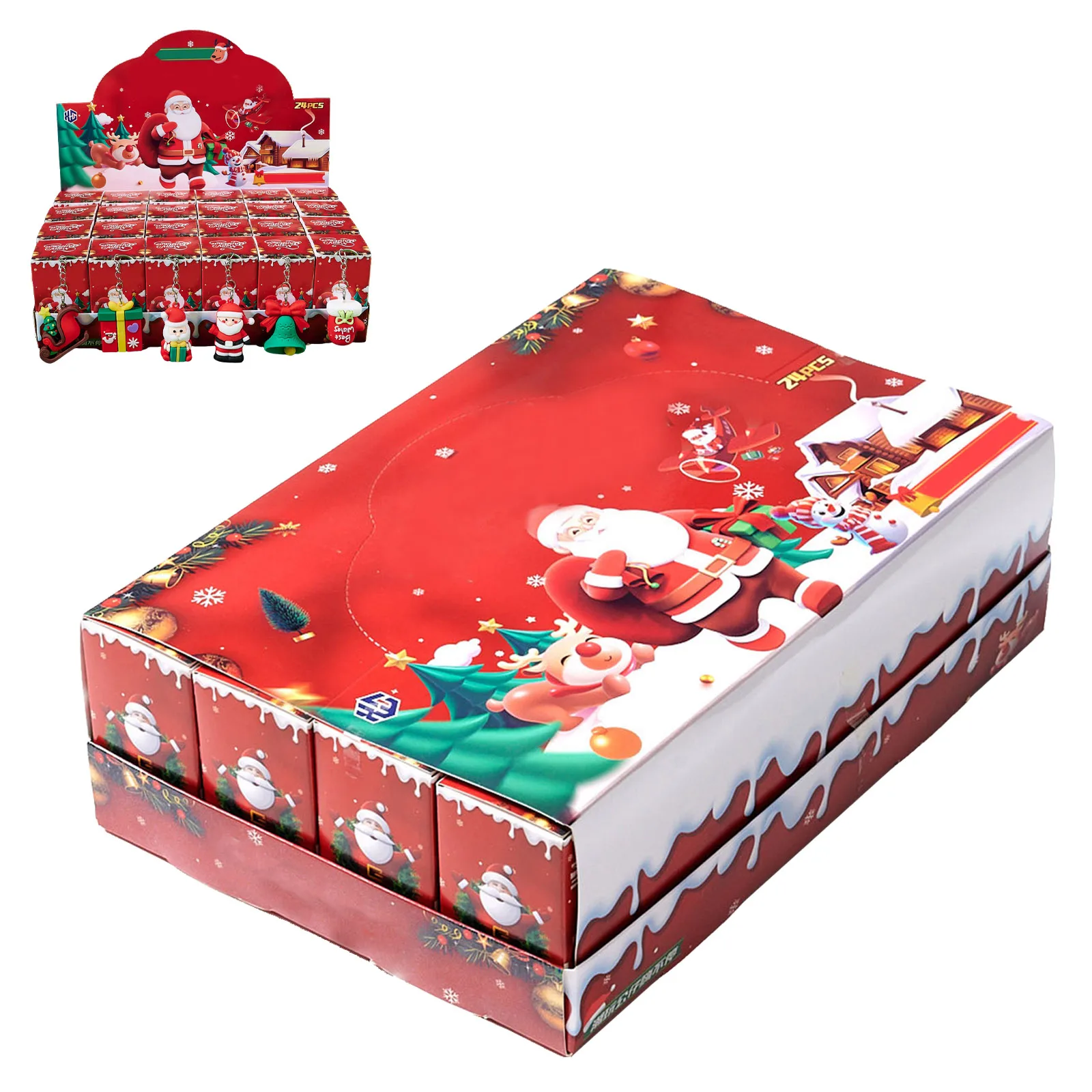 Countdown to Christmas Advent Calendar with Chocolate 24 Box Christmas Keychain Cute Christmas Electric Cooking Pot with Timer