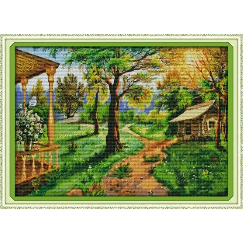 

Joy Sunday Pre-printed Cross Stitch Kit Easy Pattern Aida Stamped Fabric Embroidery Set-Rural Scenery