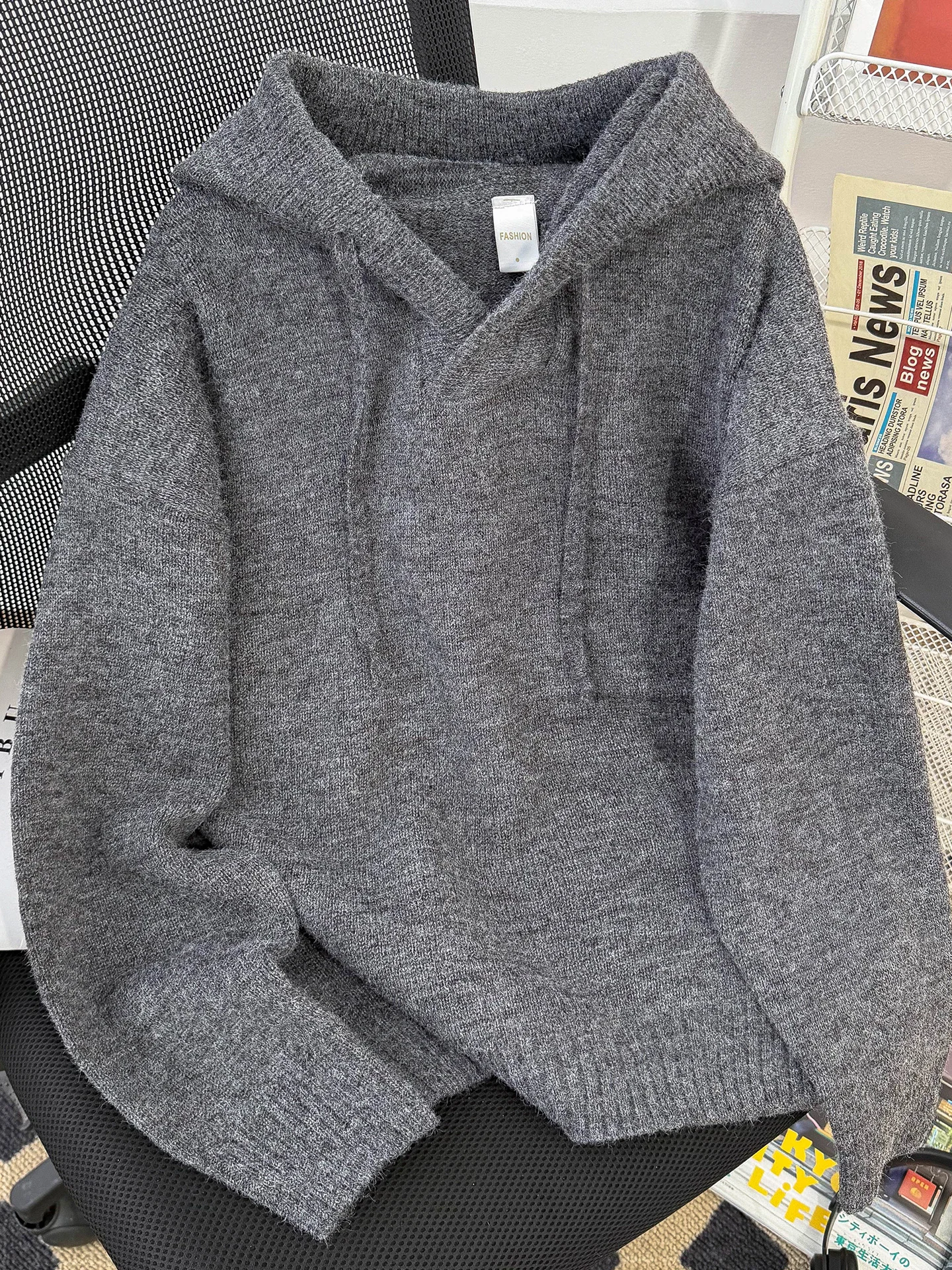 

Мужская осенне-зимняя вязаная куртка с капюшоном, теплая, в американском стиле, модная, повседневная, свободного кроя, удобная, средней длины, с длинными рукавами