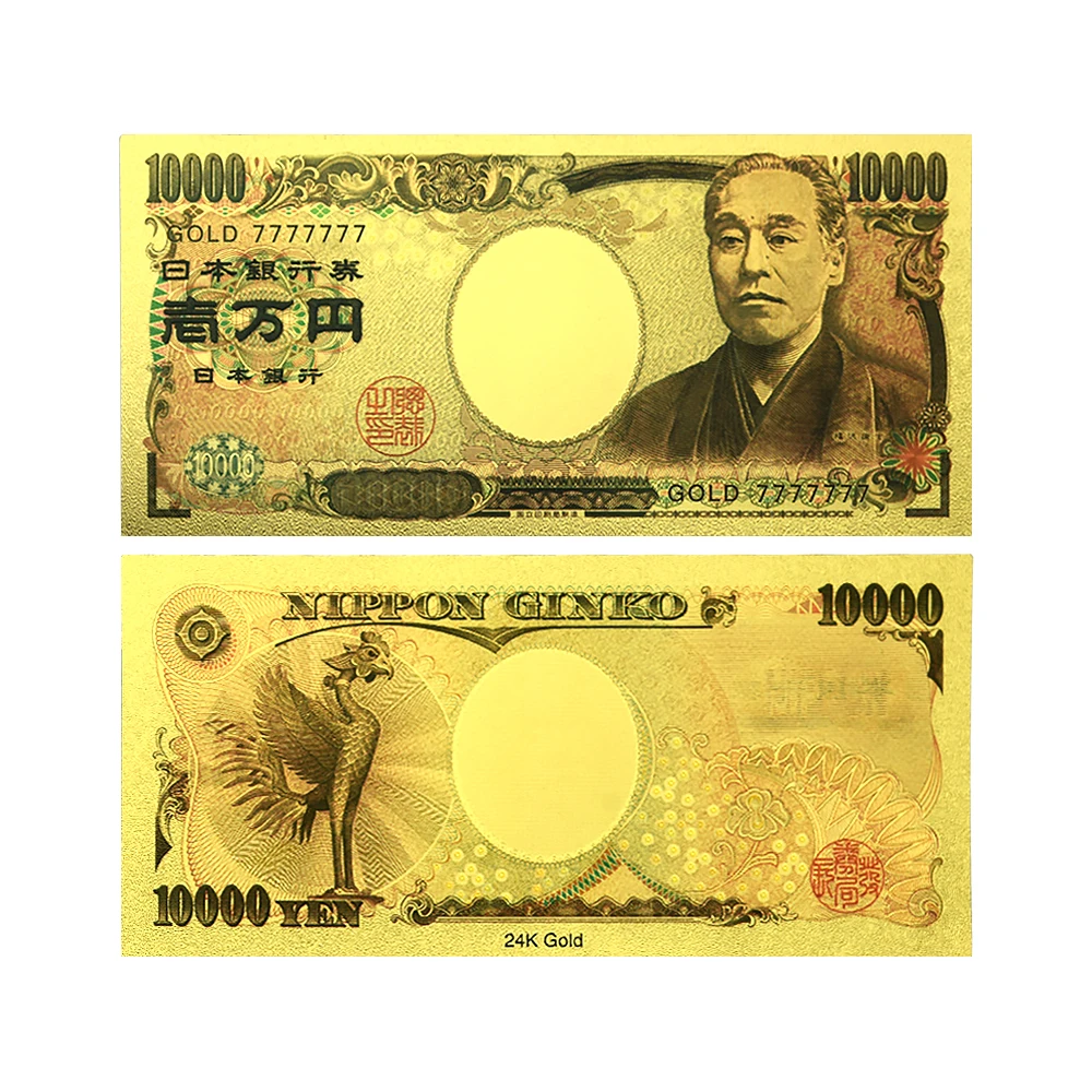 10 teile/los Japanischen Yen Gold Folie Banknoten Home Decor Kunststoff Karten Sammlerstücke Gedenk Banknoten Geschenke