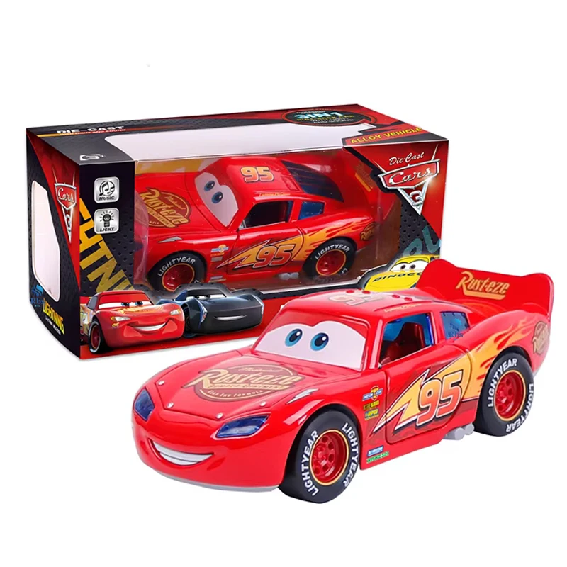 ديزني بيكسار كارز لايتنينج ماكوين الصوت والضوء طبعة مزدوجة الباب التراجع سيارة 1:32 دييكاست المركبات سبيكة سيارة لعبة الهدايا #1