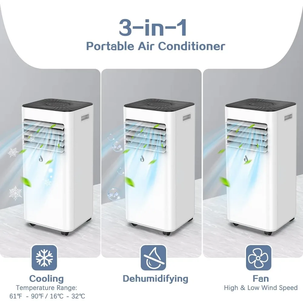 10,000 BTU Portable Air Conditioners, Portable AC With Remote for Room to 450 sq.ft 3 in 1 Air Conditioner