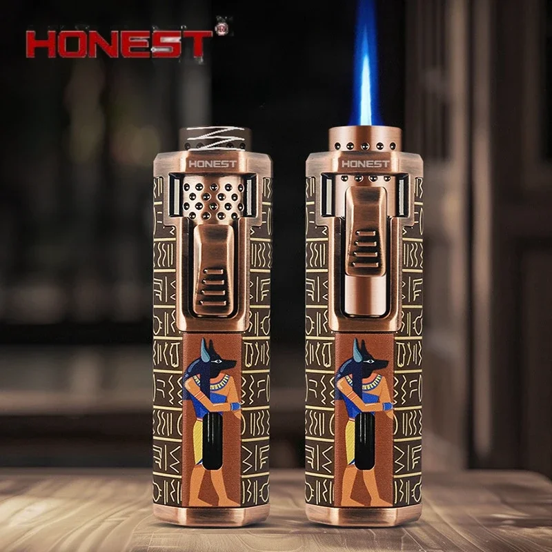 

HONEST Windproof Cigar Lighter Metal Outdoor Blue Flame Torch Lighter Fashion Men's Gift Cigar Smoking Accessories