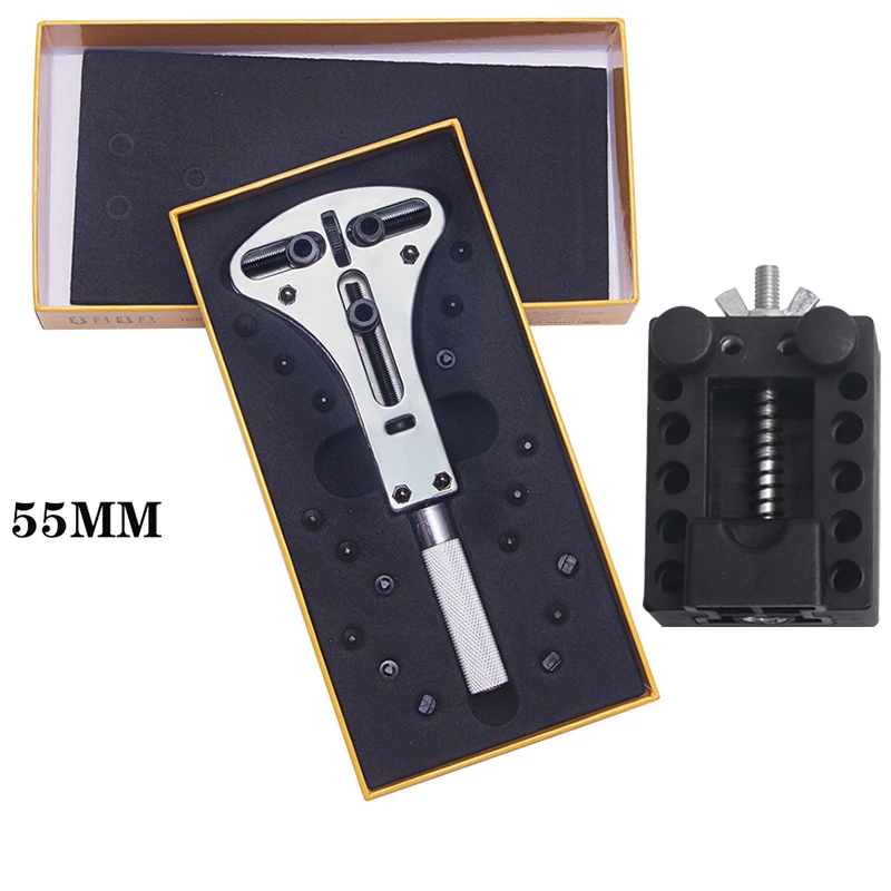 Watch Back Cover Opening Tool Kit Wrench Opener Adjustable 3-Claw Remover Portable Battery Replacement Watch Holder Kit