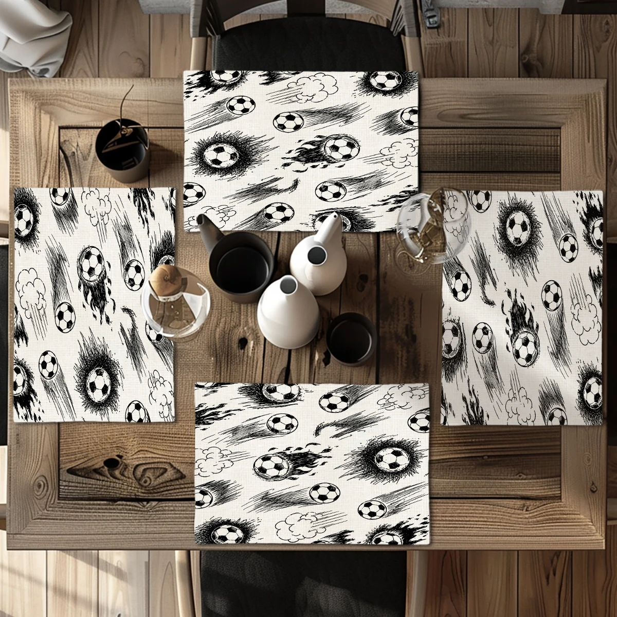 Stylish Slogan Pattern Polyester Placemats - Set of 4, Decorative Table Mats for Dining Table, Ideal for Home & Restaurant Use