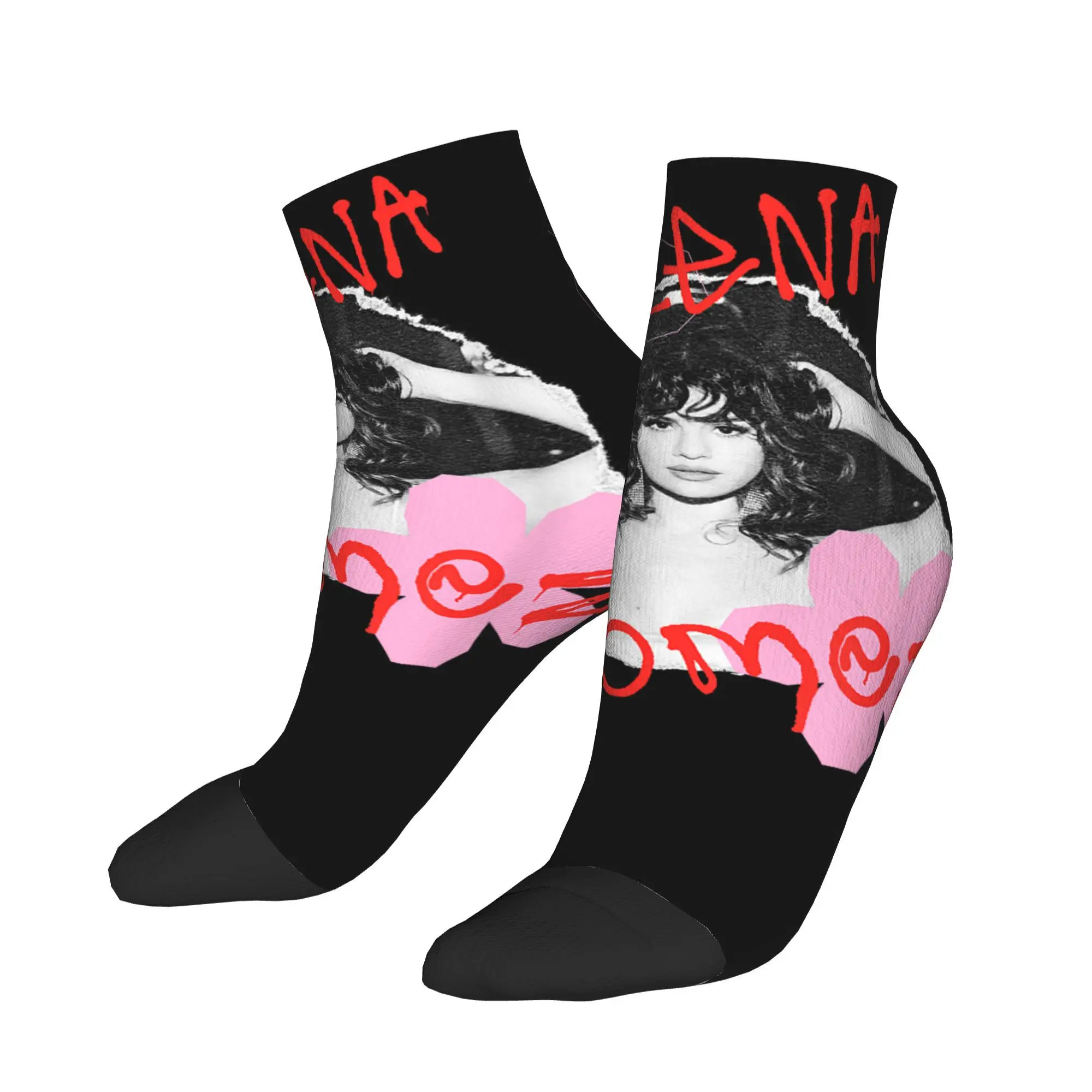 

Selena Gomez Flower Photo Casual Socks For Men Retro Quality Soft Ankle Socks Autumn Running Graphic Anti Sweat Sock