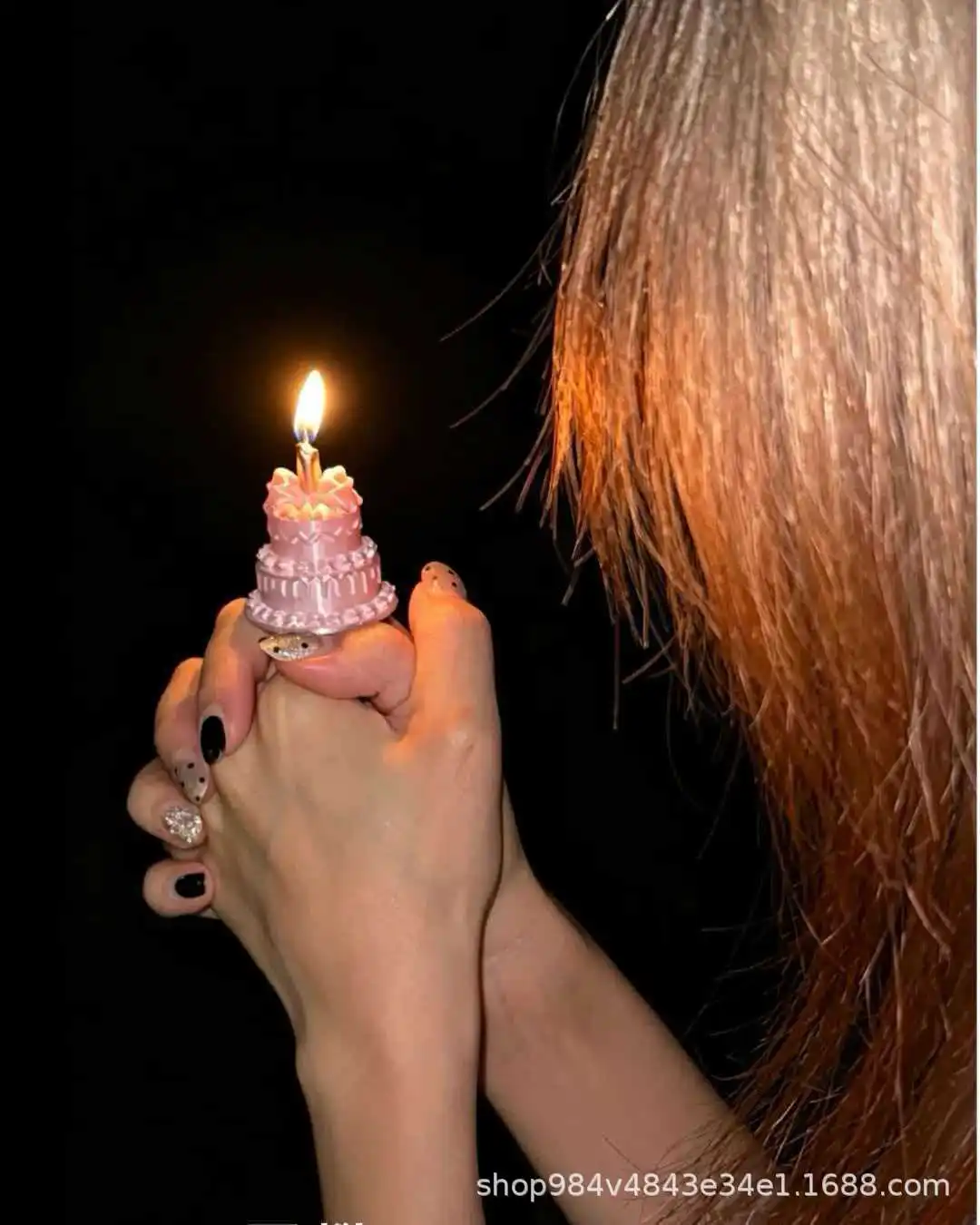 Candles, rings, birthday props, dreamy cake decorations, birthday decorations, 3D printed silk texture