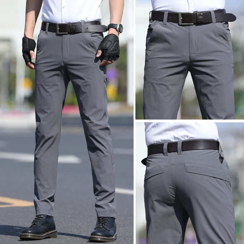 남성용 캐주얼 비즈니스 전술 바지, 두꺼운 따뜻한 플리스 작업 바지, 스트레이트 슬림 스트레치, 야외 세트 바지, 가을 겨울