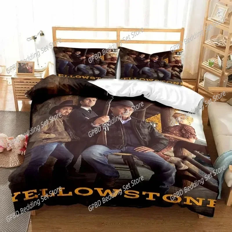 3D Print Retro Yellow-stone Fashion Comfortable Duvet Cover Pillowcase Bedding Set Children Bedroom Decoration Home Textile